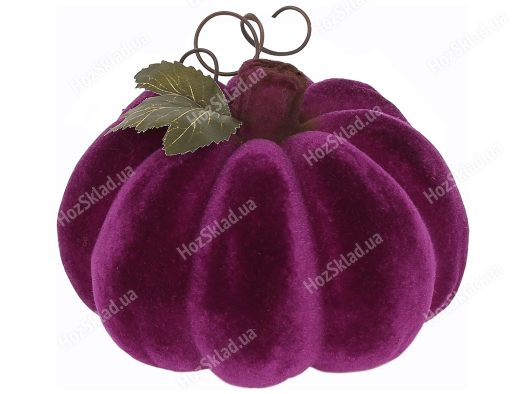 Декор Тыква, 14,5см, с бархатным покрытием, цвет - пурпурный