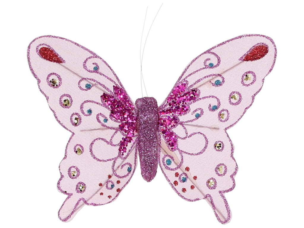 Декоративная бабочка на клипсе, 14см, цвет – розовый