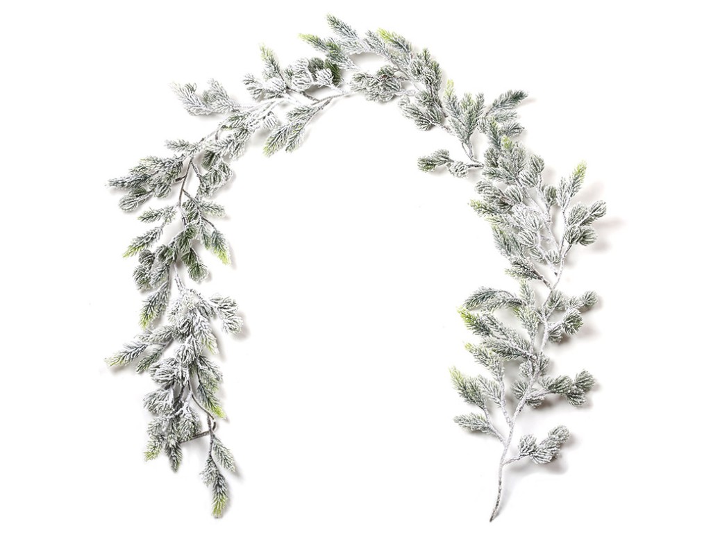Гирлянда хвоя заснеженная, полиэтилен, 15х177см, цвет хвоя