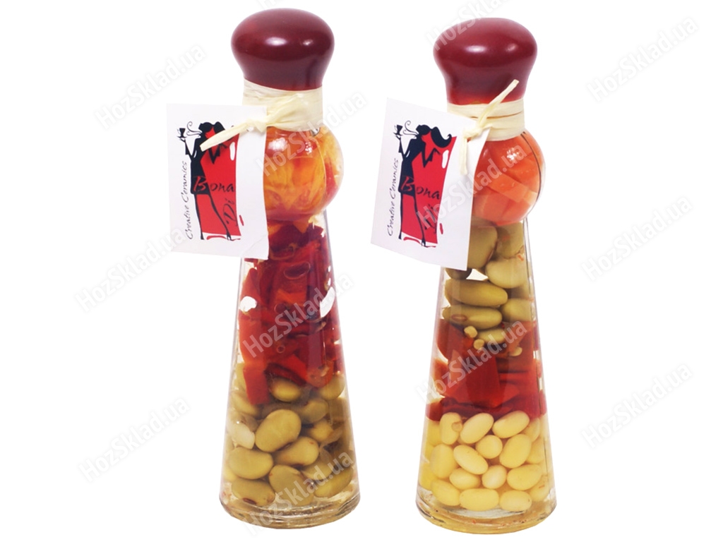 Декоративна пляшка з овочами, 16,7см, колір асорті