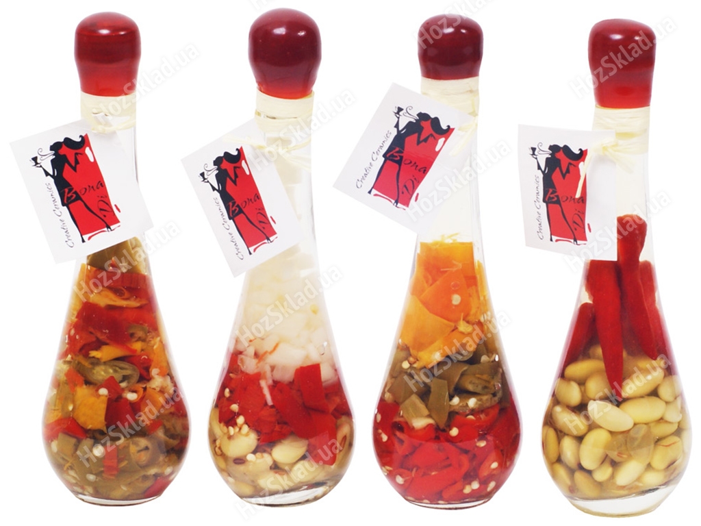 Декоративна пляшка з овочами, 18,3см, колір асорті