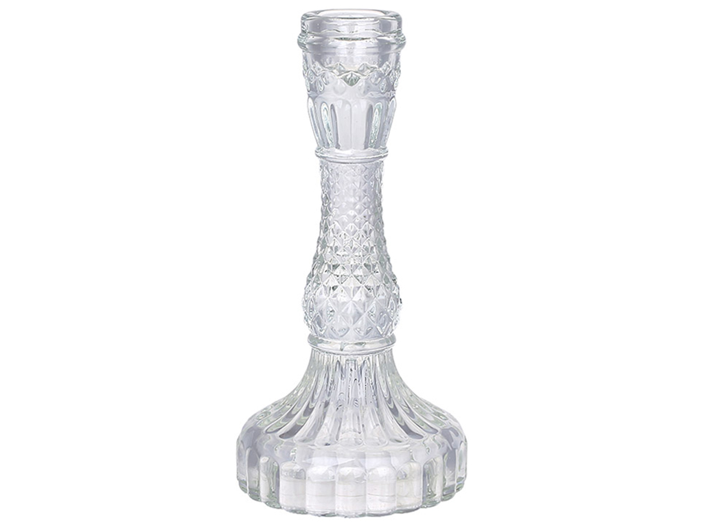 Підсвічник скляний Crystal, прозорий (для тонкої свічки), 11х22см