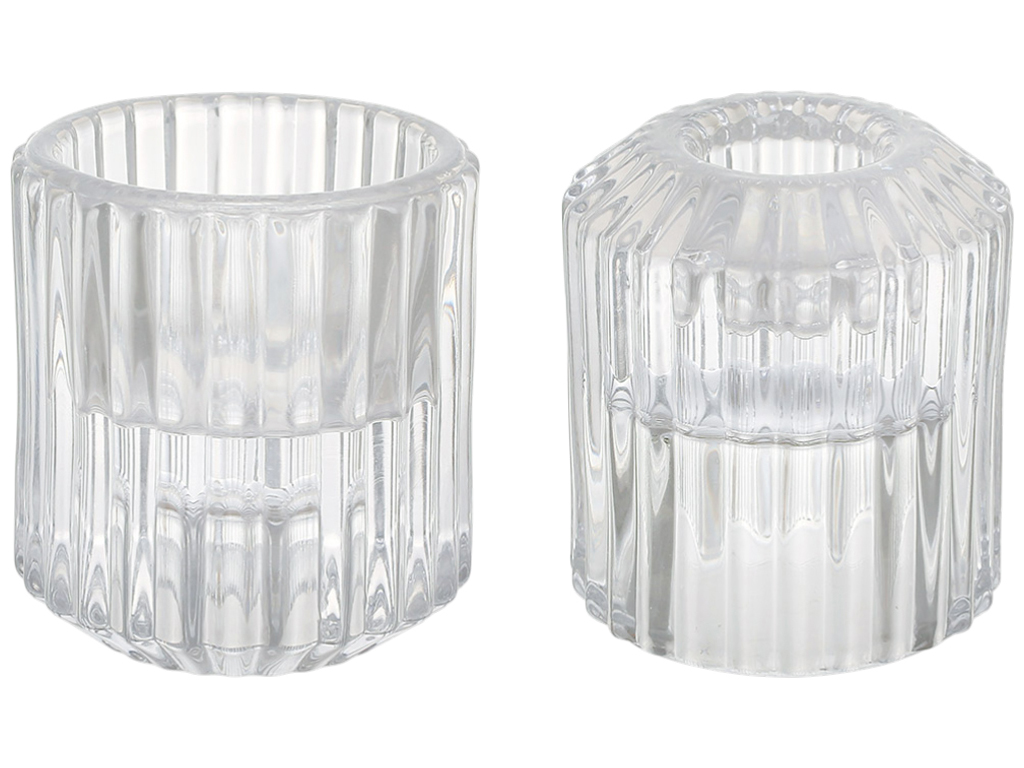 Подсвечник двосторонний прозрачное стекло, 5,5×6см