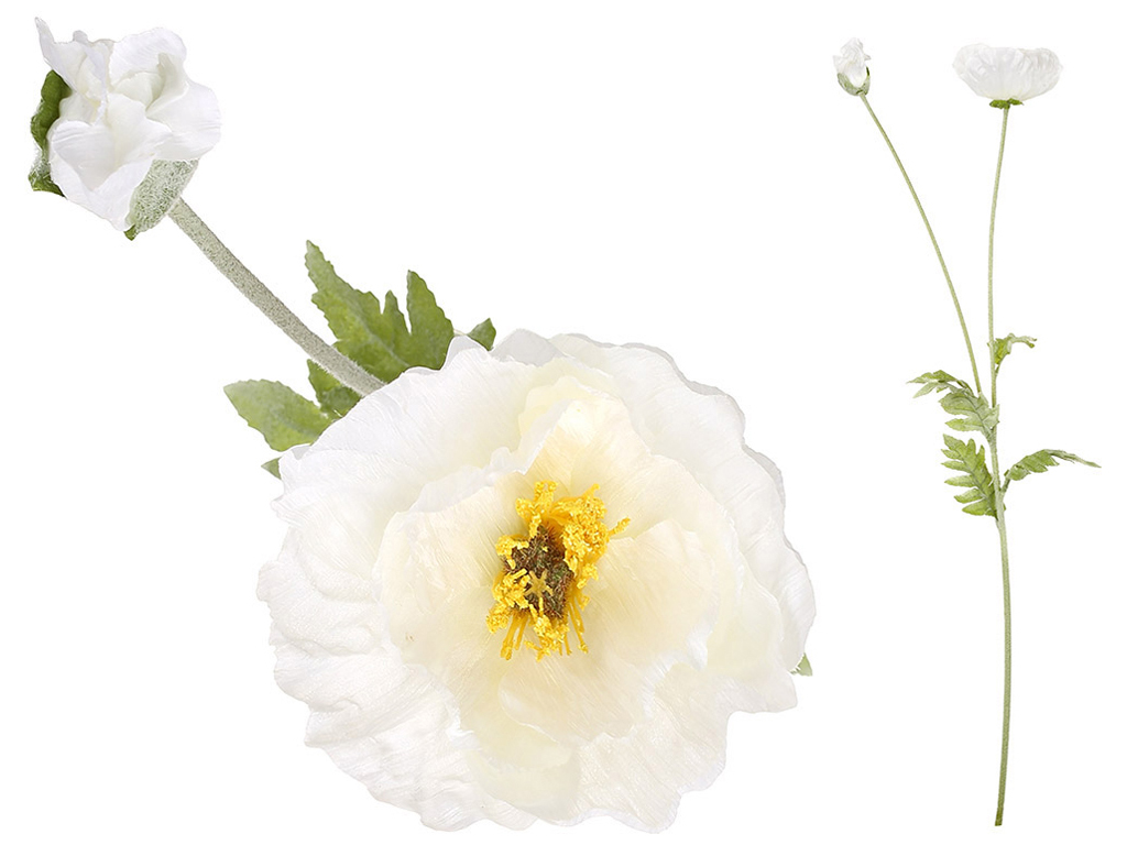 Гілка декоративна мак айворі, 2 головки, 108см