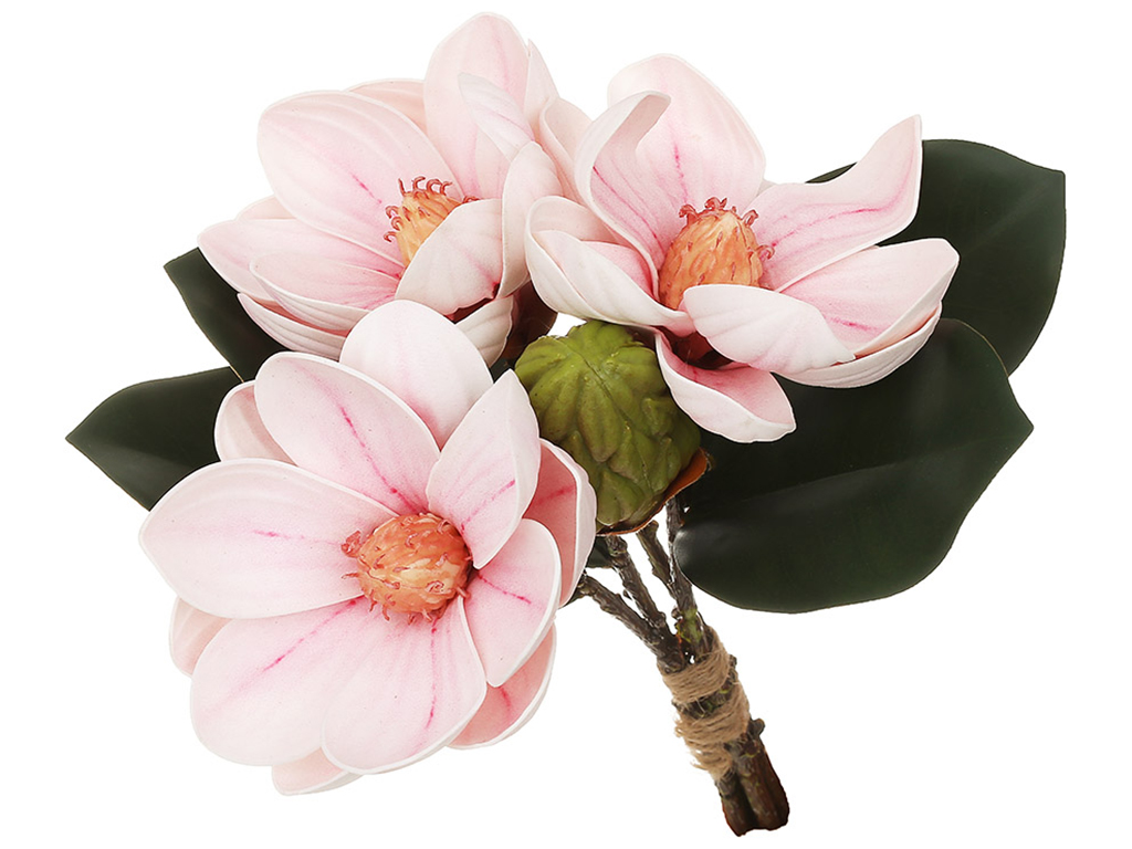 Декоративный букет Магнолии, 27см, бутон d=10см, цвет - розовый