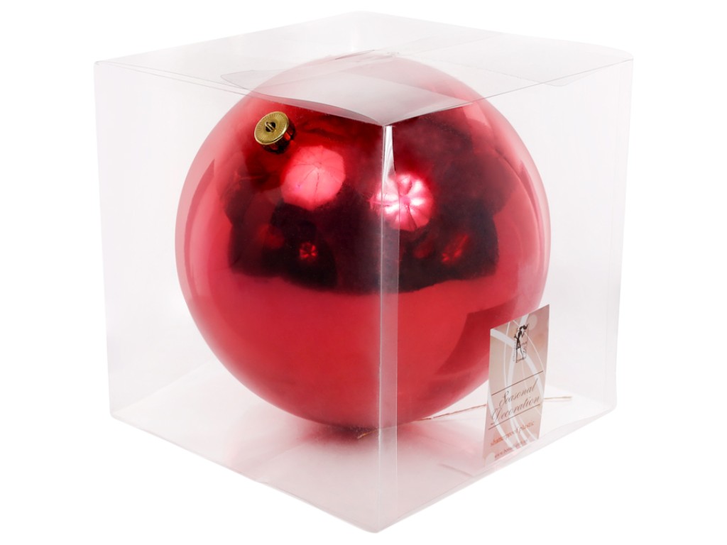 Куля декоративна, пластик, 25см, колір червоний глянець