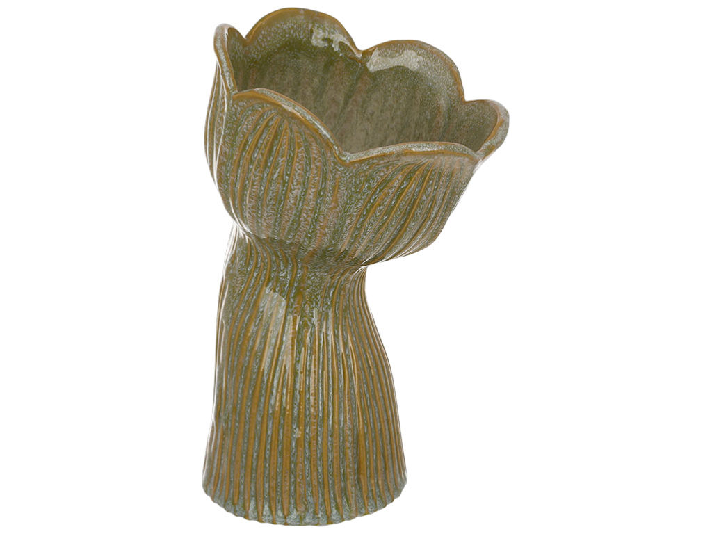 Ваза для цветов керамическая Tulip зеленая, 14×11,5×22см