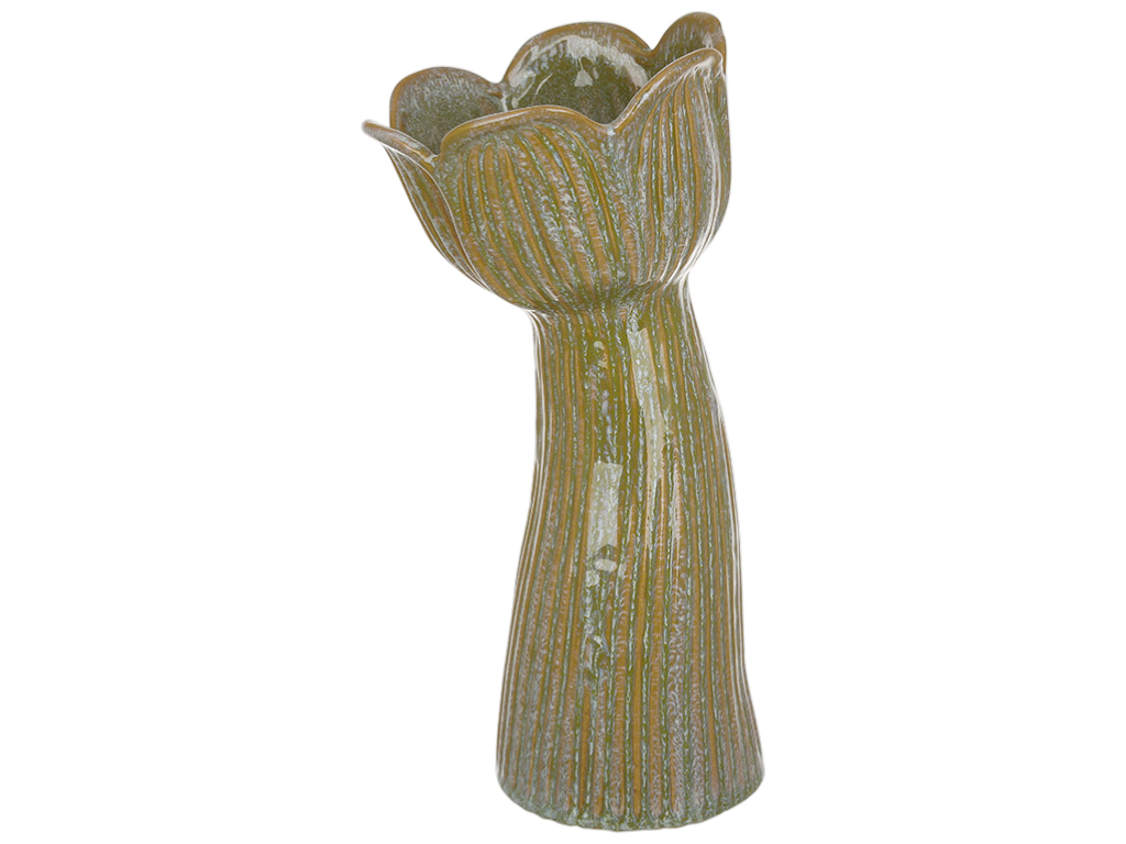 Ваза для цветов керамическая Tulip зеленая, 14×13×32см