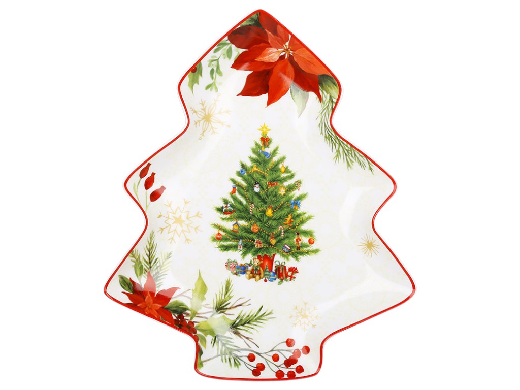 Тарелка сервировочная в форме елки Christmas Story, фарфор, 25,1×21,5×3см