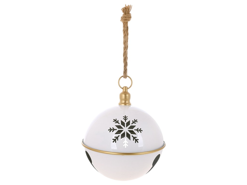 Шар на подвесе Christmas bell, металл, 25×31см, 50см, цвет белый