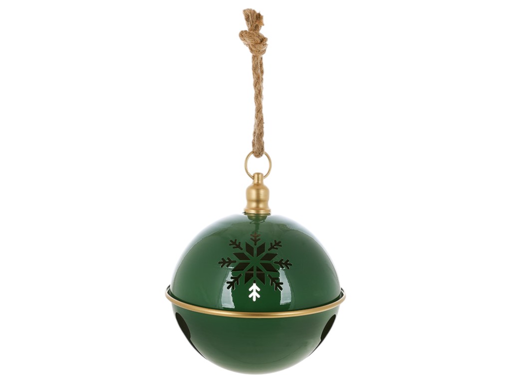 Шар на подвесе Christmas bell, металл, 25×31см, 50см, цвет зеленый