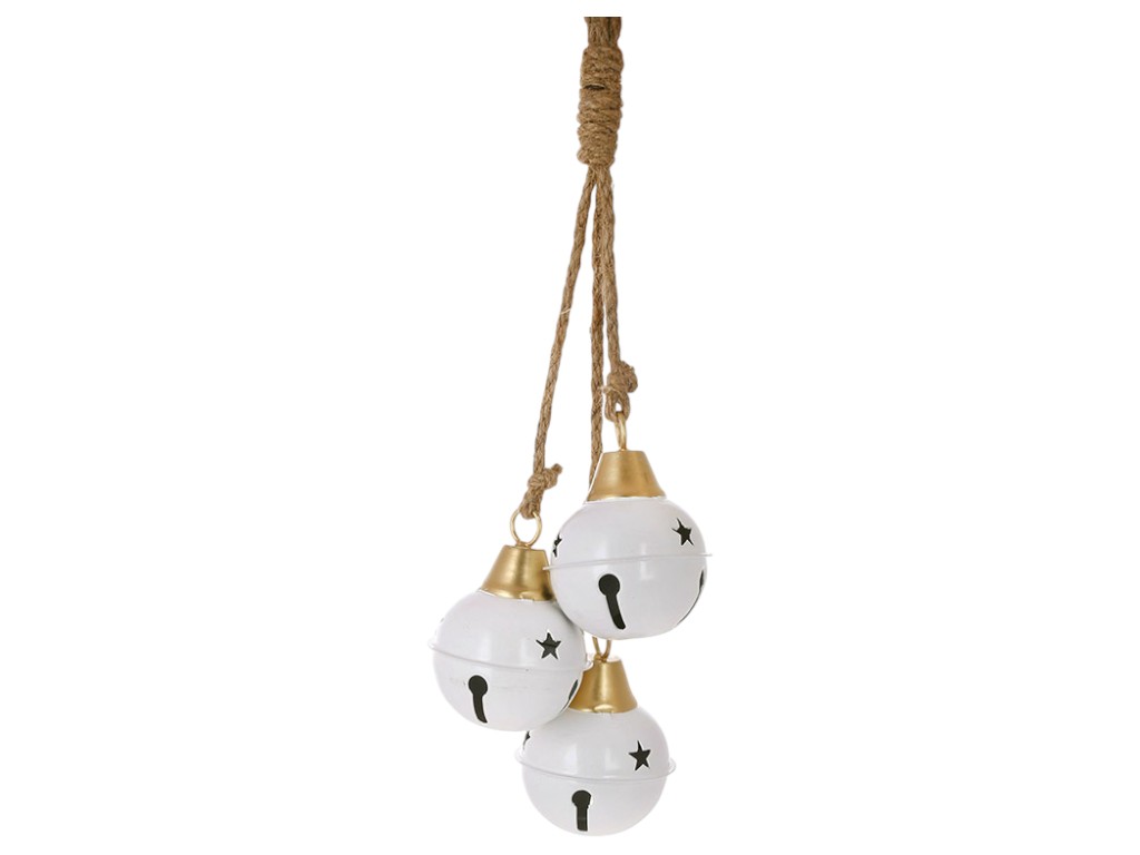 Шары на подвесе Christmas bells, металл, 47см, 7,5×10см, цвет белый