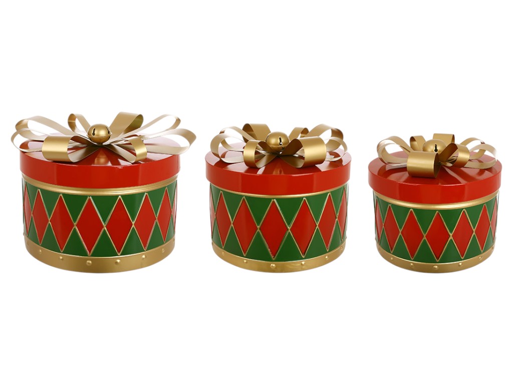 Набор коробок Подарок, металл, 16/18/20,5см, 3шт