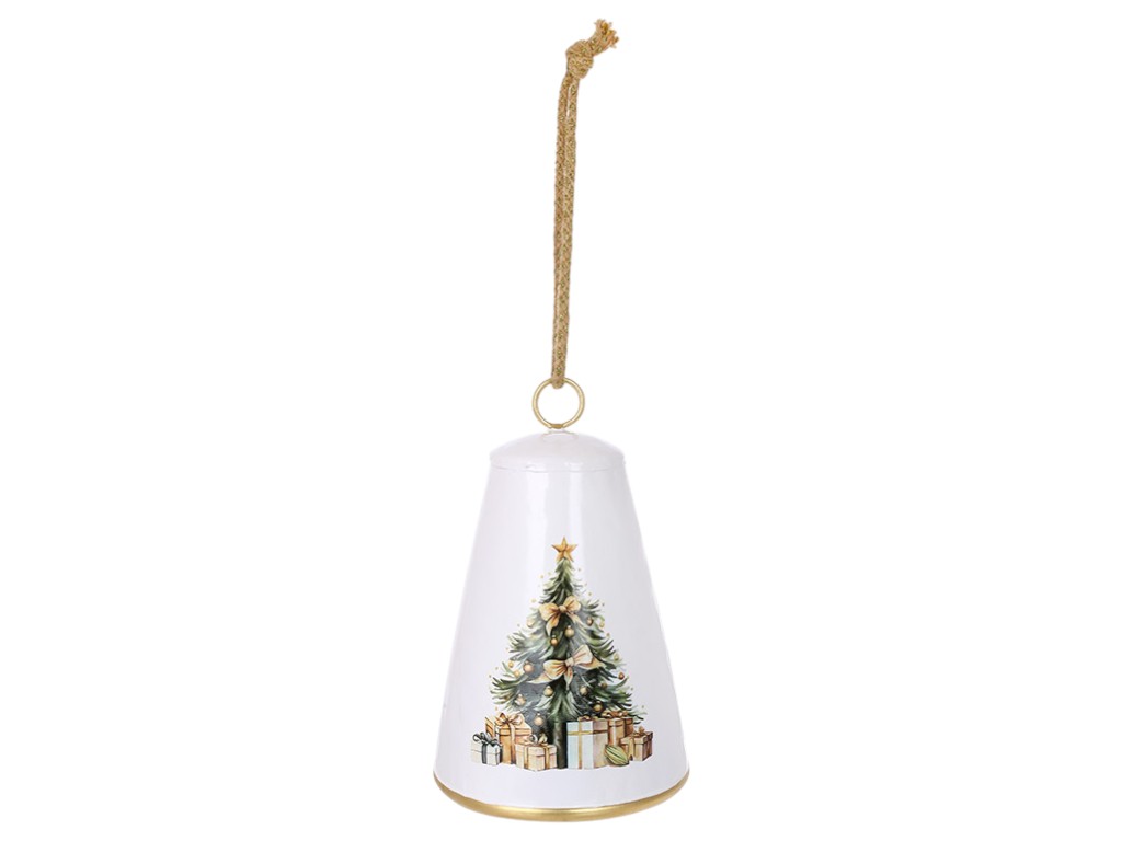 Подвеска металлическая Christmas bell, 15,5×24см, цвет белый
