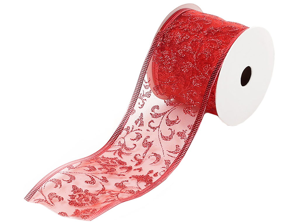 Лента декоративная Узор, цвет - красный