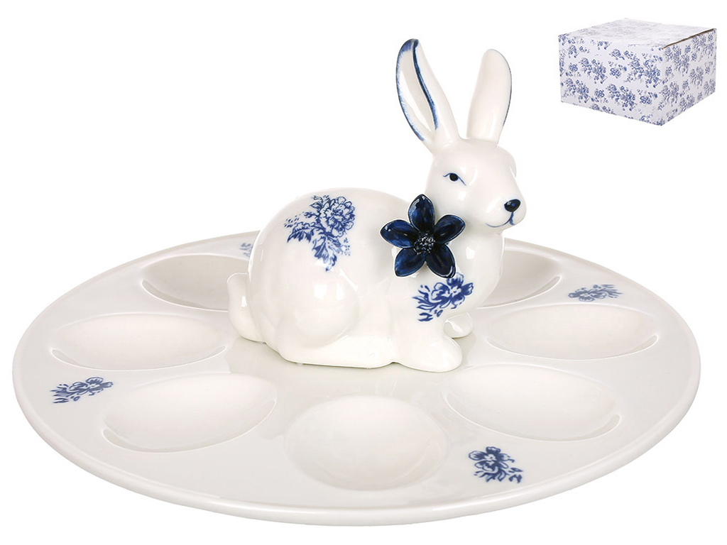 Блюдо фарфоровое для 8 яиц Английская Роза, D23,5см