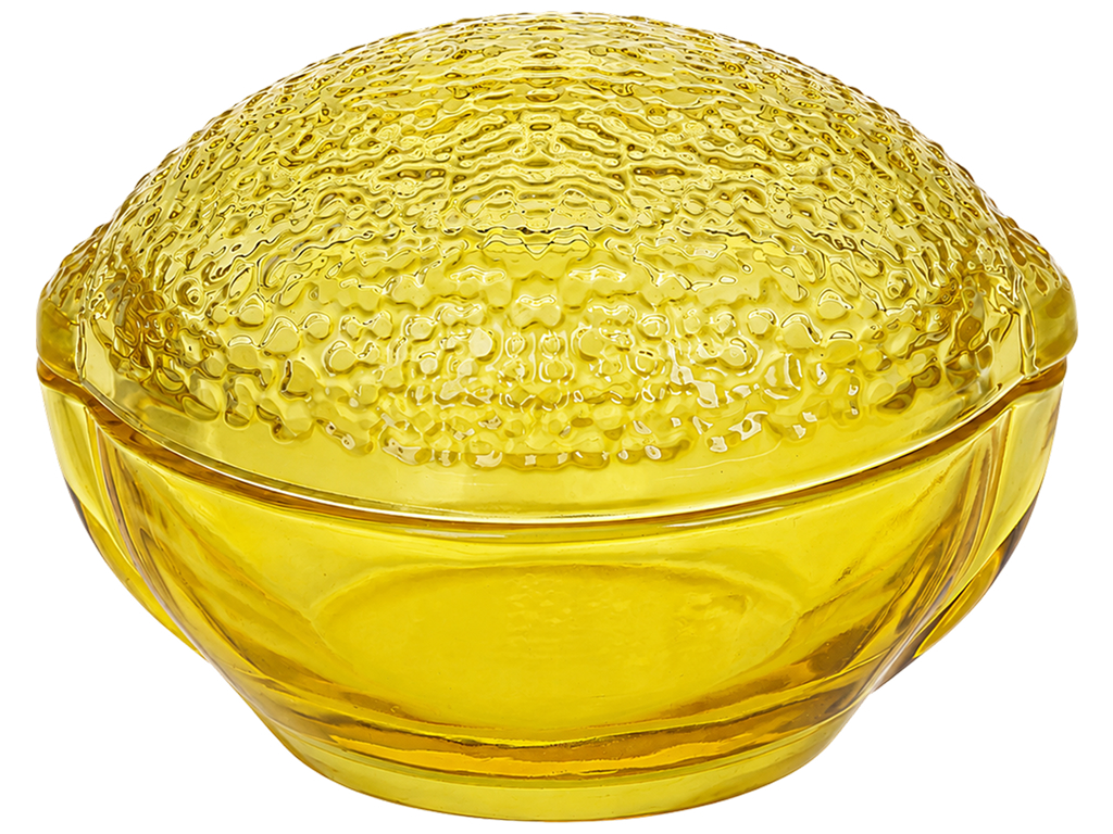 Емкость стеклянная для сладостей Лимон, с крышкой, рельефная, 12×8,5×8 см