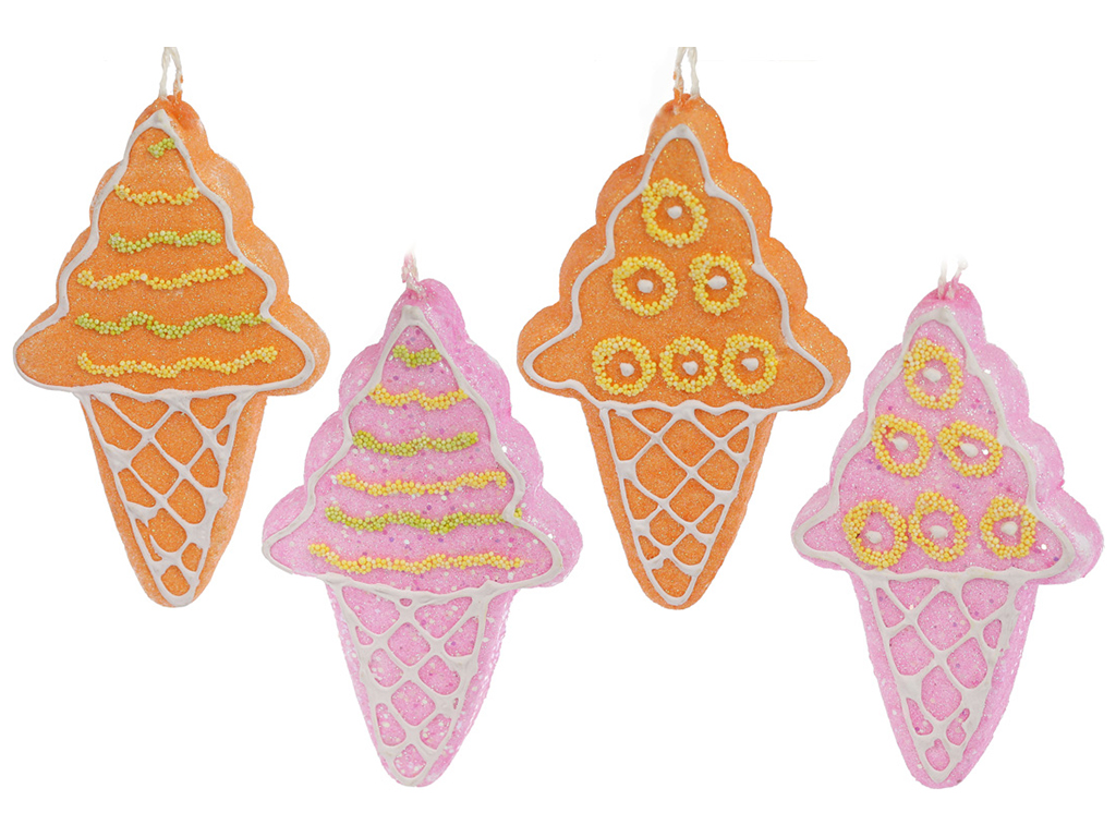 Ёлочное украшение Мороженое 15см, 4 дизайна