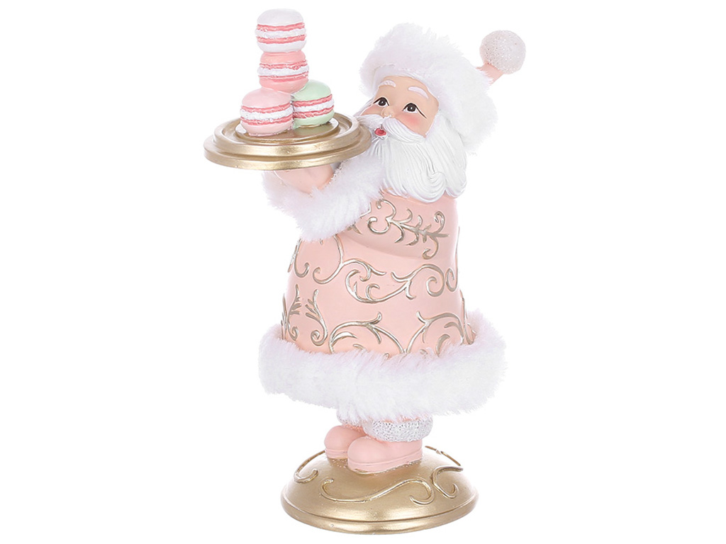 Декоративная фигурка Санта с макарунсами, 10,8x6,7x15,5см, цвет – персиковый