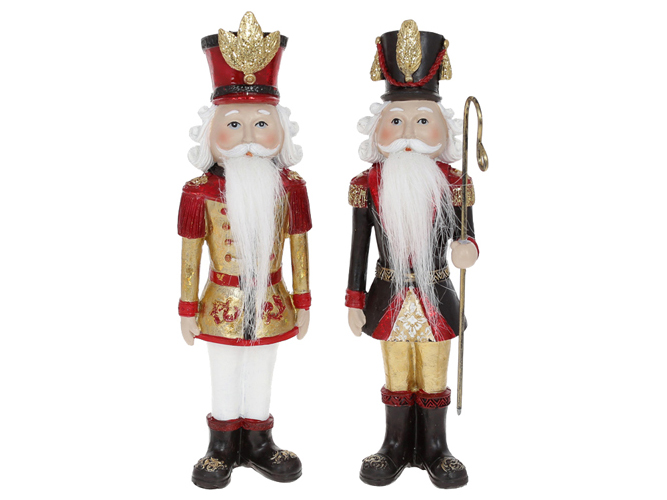 Декоративная статуэтка Щелкунчик, 2 дизайна, 22см, цвет - красный с золотом, черный с золотом (цена 
