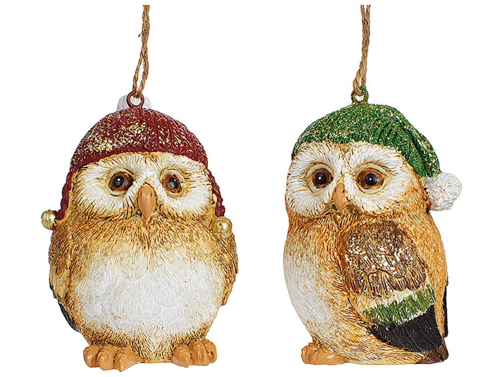 Декоративная фигурка Совушка 10см, 2 дизайна, цвет - коричневый