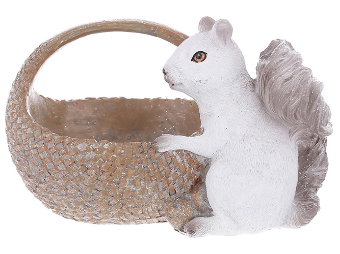 Декоративная статуэтка Белка с корзиной, 19,5см, цвет - серый с коричневым