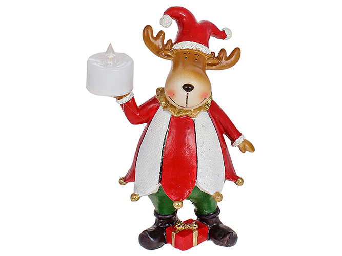 Декоративна статуетка Олень - арлекін, 18,5см, колір - червоний з білим