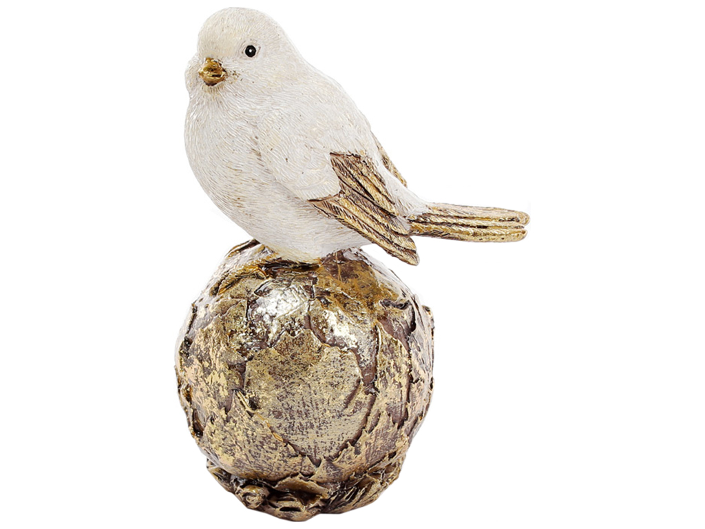 Декоративна фігурка Пташка на кулі, 13см, колір - золотий