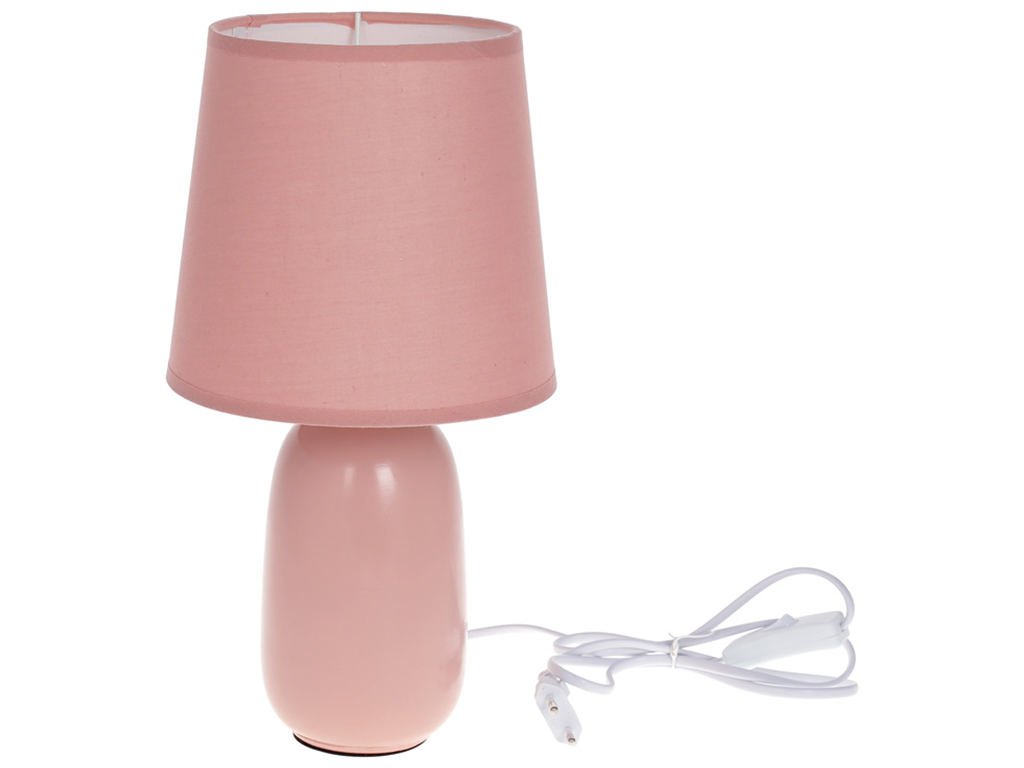 Лампа настольная с фарфоровым основанием и тканевым абажуром, 33,5см, цвет розово - персиковый