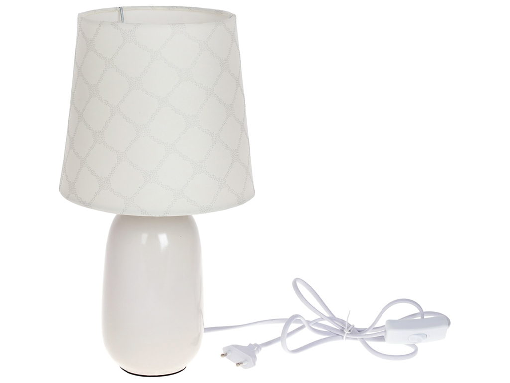 Лампа настольная с фарфоровым основанием и тканевым абажуром, 33,5см, цвет белый