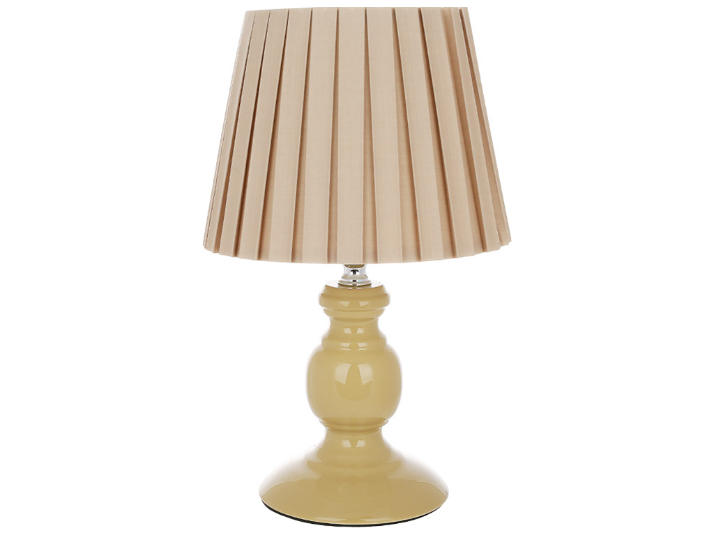 Лампа настольная с фарфоровым основанием и тканевым абажуром, 28см, цвет бежевый