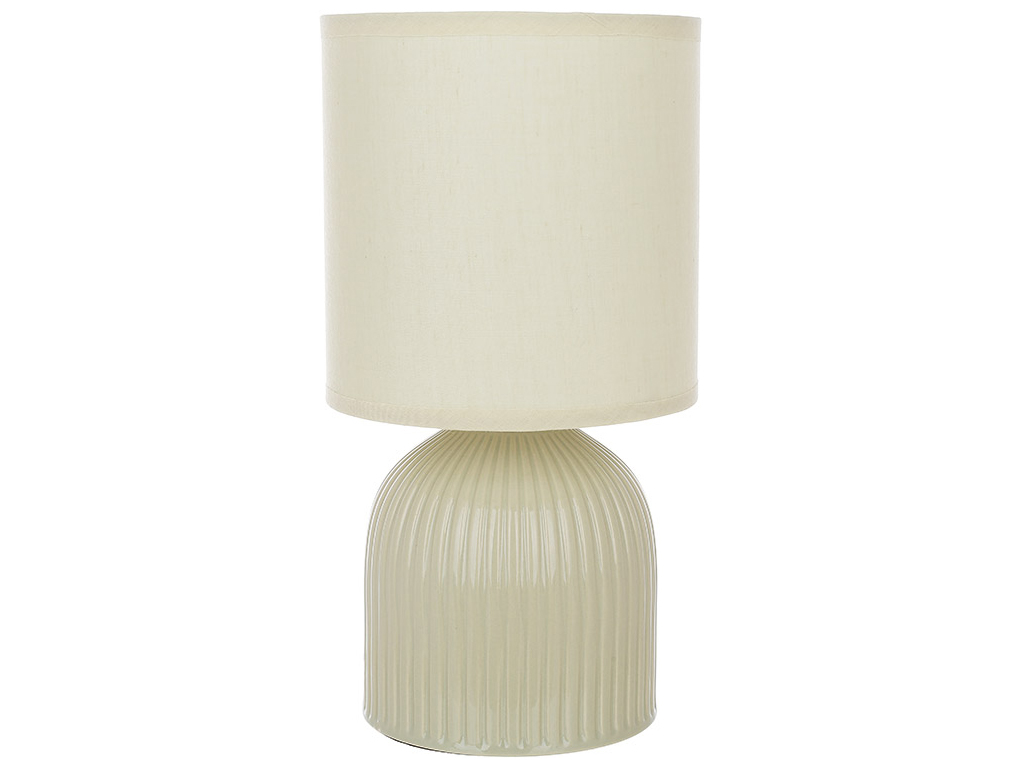 Лампа настольная с фарфоровым основанием и тканевым абажуром, 26см, цвет светло - оливковый