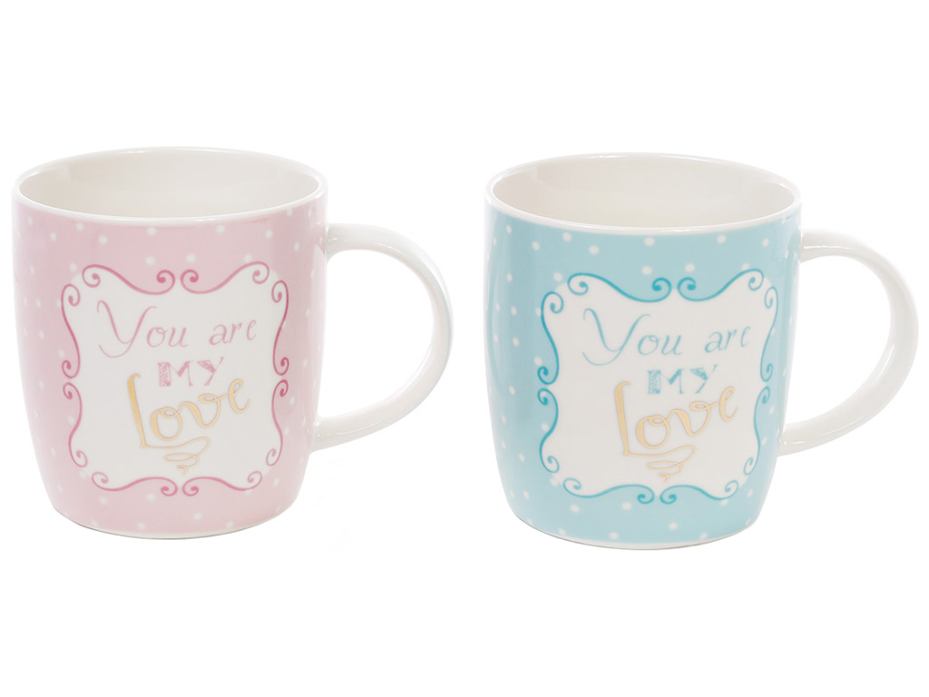 Кружка фарфоровая Валентинка, 400мл, 2 вида