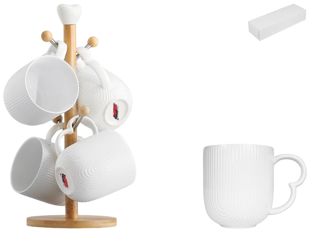 Набор кружек 340мл на бамбуковой подставке Naturel, 31см 289-404