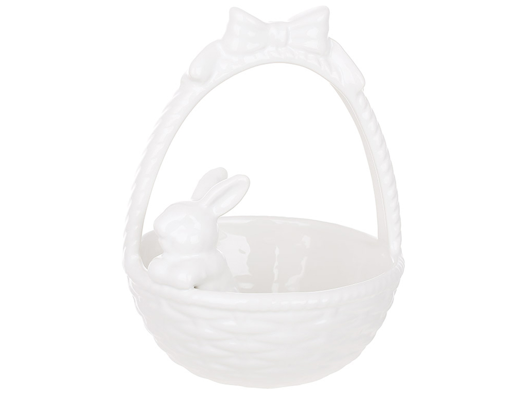Конфетница-кашпо Зайка, 12,5х12,5х16см, цвет - глянцевый белый