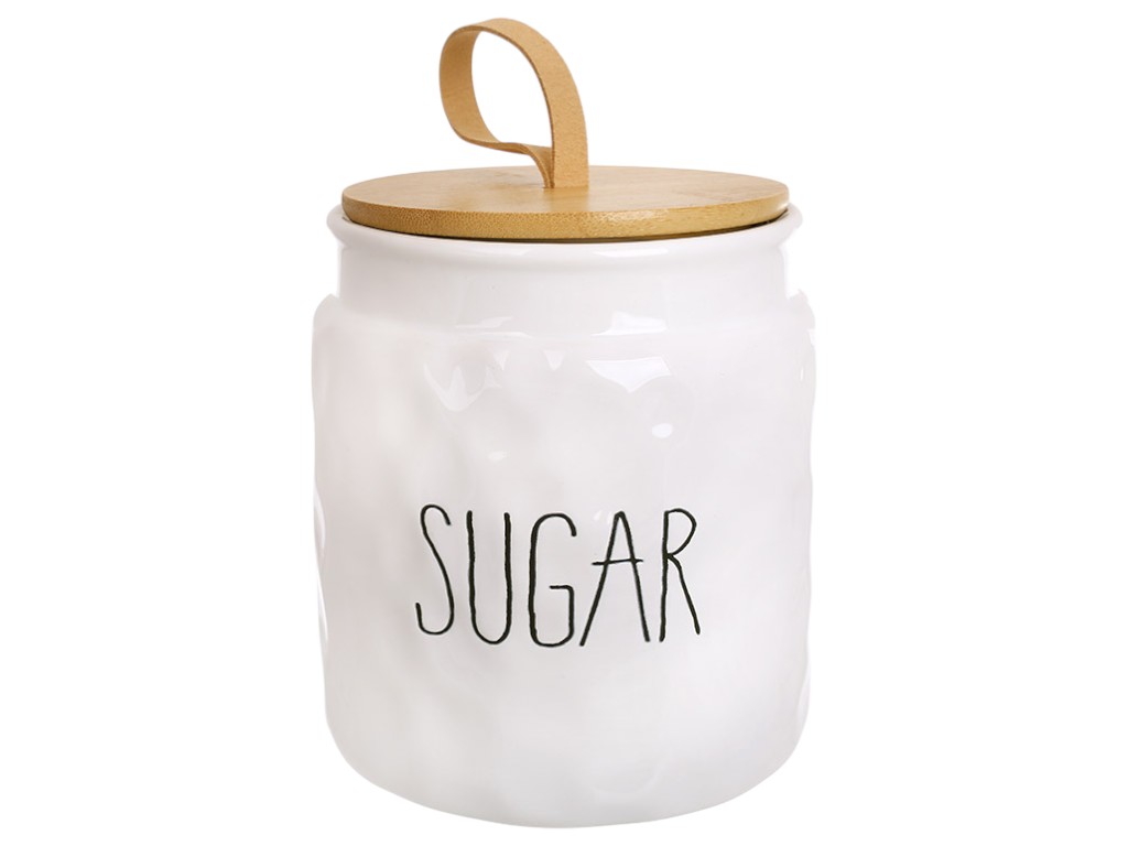 Банка керамическая с бамбуковой крышкой Sugar, 1000мл, 14×12×12см, цвет белый