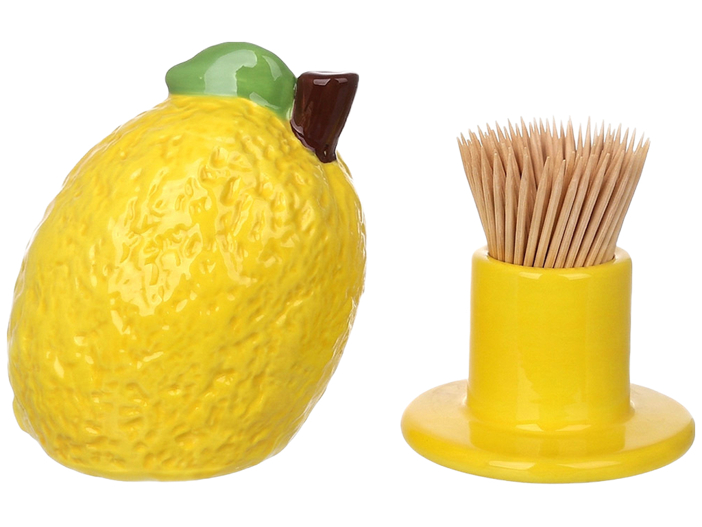 Подставка для зубочисток Lemon керамическая желтая 8.7×7.8×10.3 см