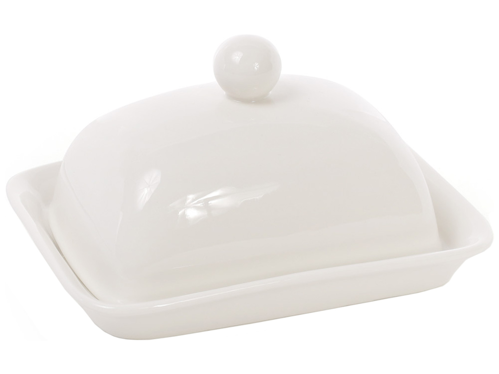 Масленка фарфоровая Naturel, 17см, цвет - белый