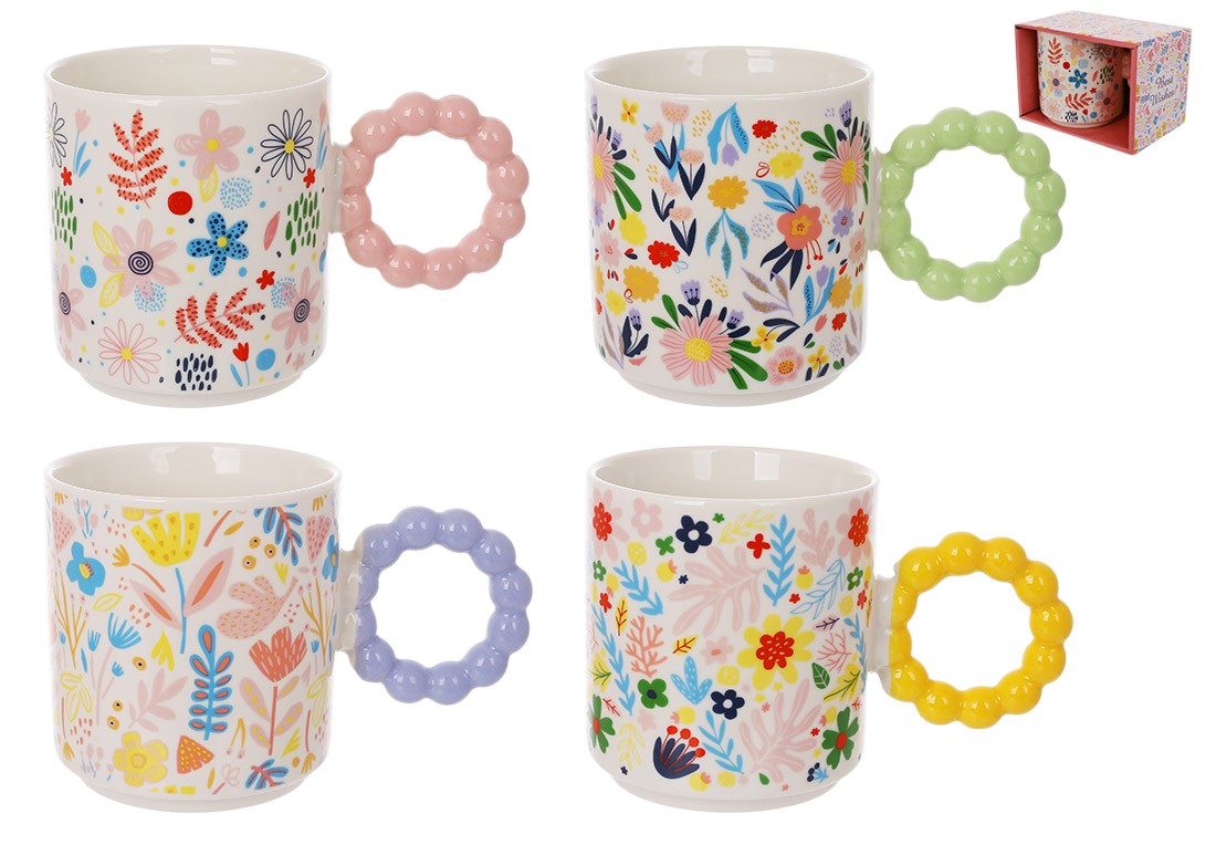 Чашка порцелянова Floral, 420мл, 4 дизайни (ціна за 1шт)