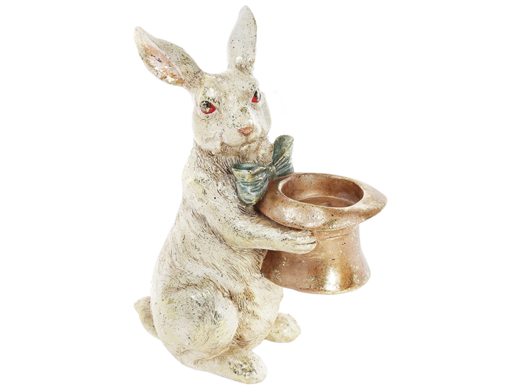 Декоративная фигура-подсвечник Белый Кролик, 19,5см