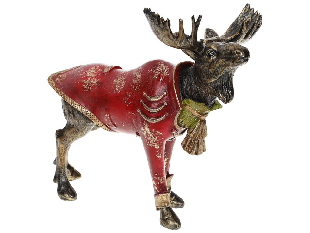 Декоративная фигура Лось в пиджаке 30см, цвет - красный