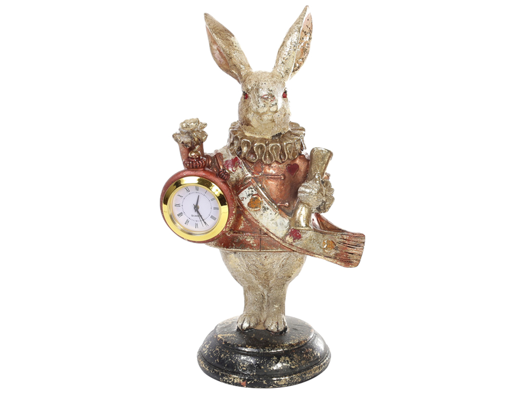 Декоративная фигура с часами Белый Кролик, 21см, цвет – розовое золото