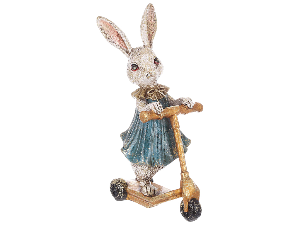 Декоративная статуэтка Кролик-девочка на самокате, 15x9x25см