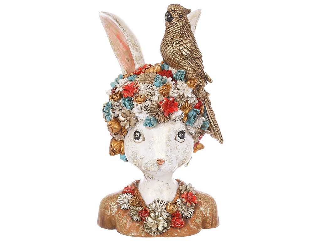 Декоративная статуэтка Кролик с попугаем, 16x17x35см