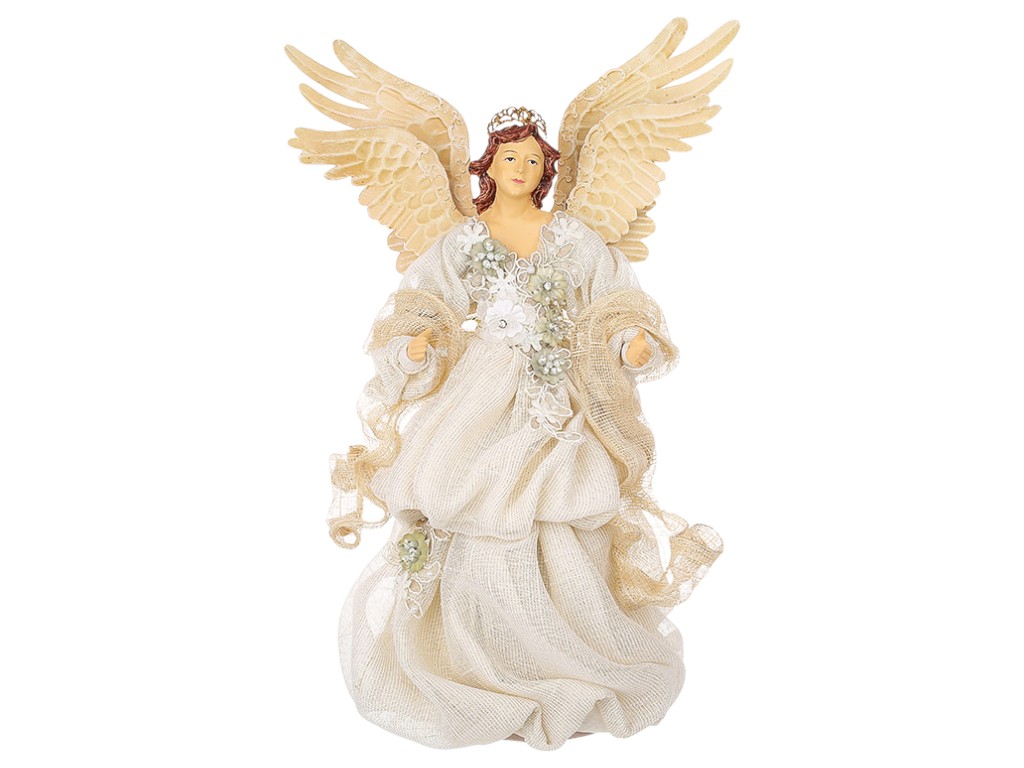 Фигура рождественская Ангел, комбинированные материалы, 29×18×41см, цвет белый с серебром