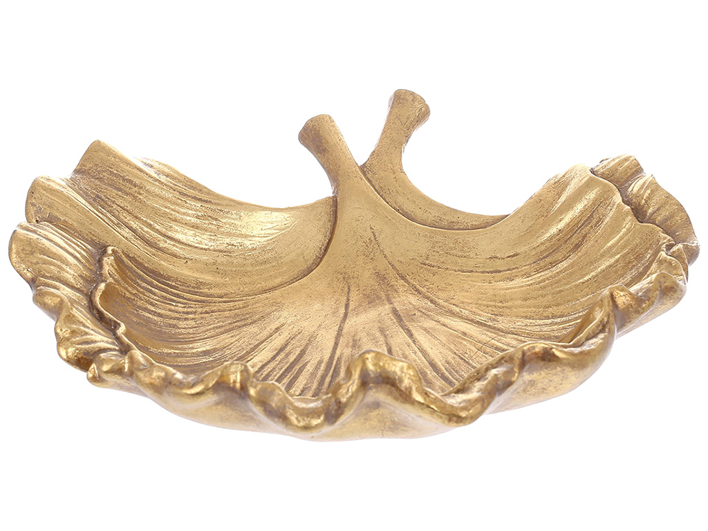 Декоративное блюдо Гинкго, 22x6,5см, цвет - золото антик