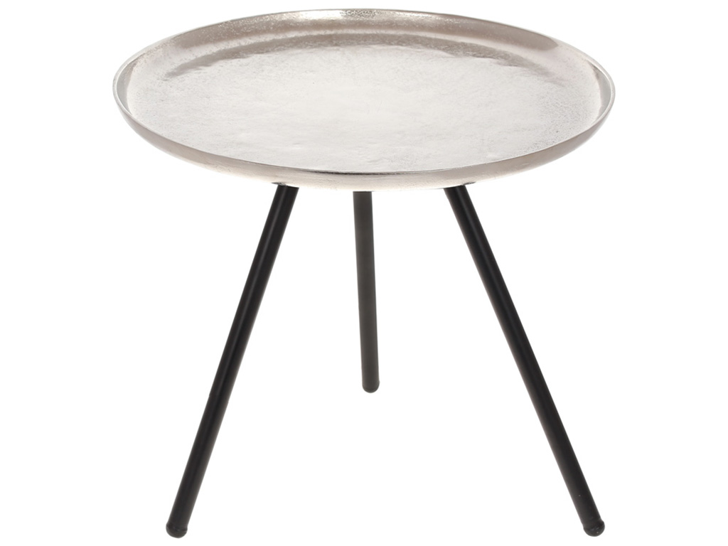 Столик круглый с бортом на треноге, 40см, цвет – серебро