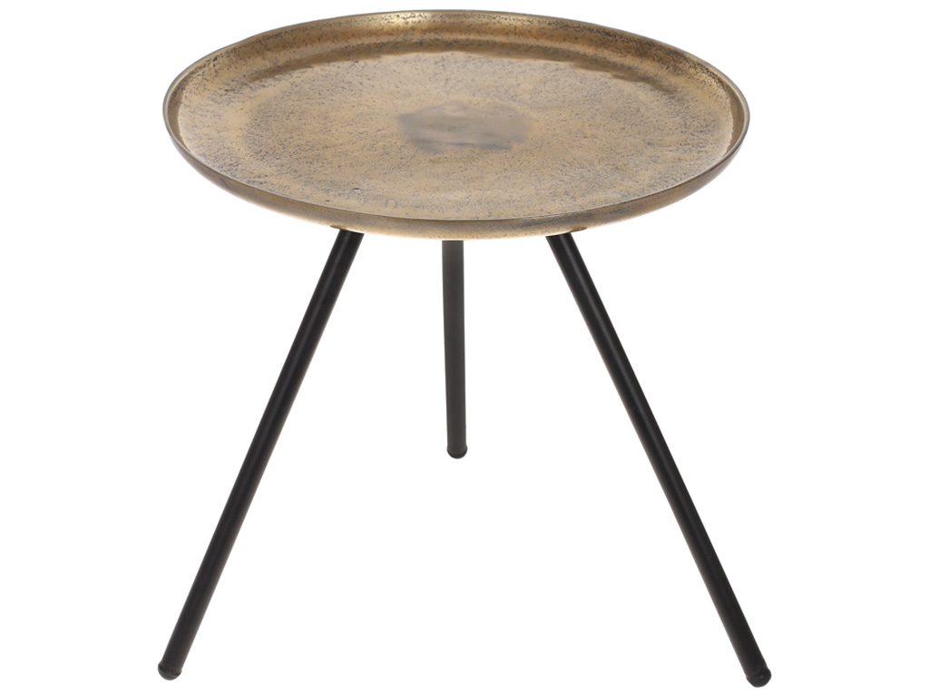 Столик круглый с бортом на треноге, 45см, цвет – золото антик