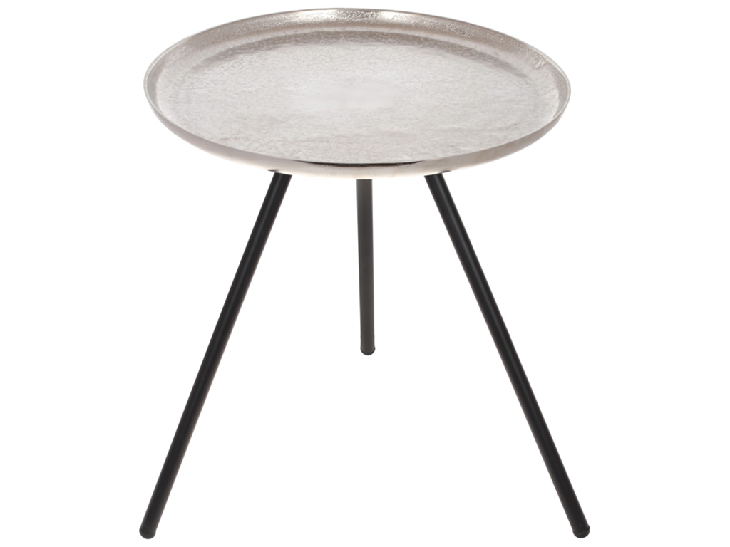 Столик круглый с бортом на треноге, 50см, цвет – серебро