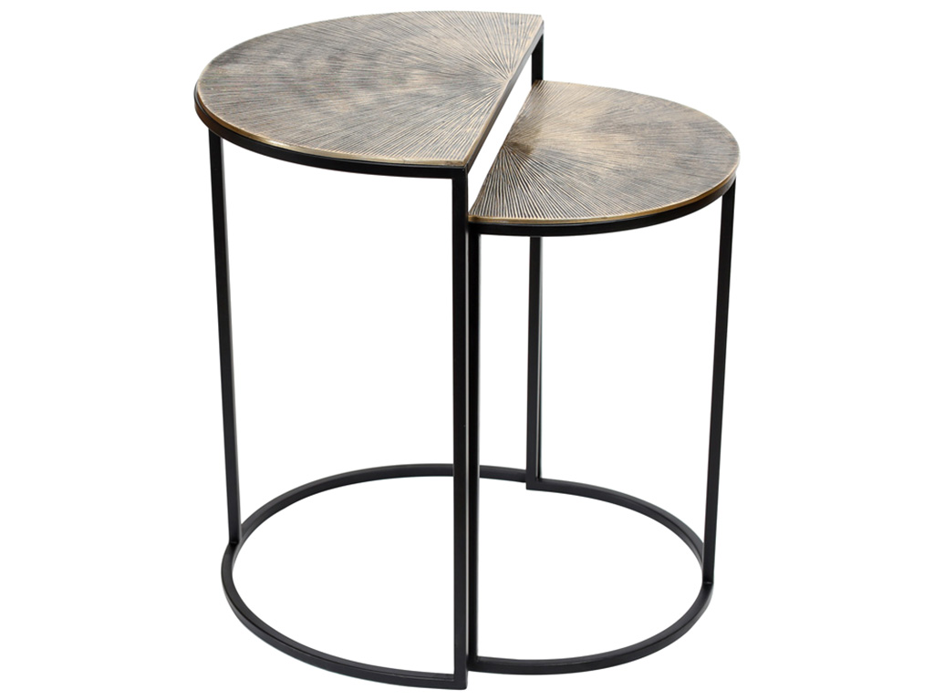 Набор столиков полукруглой формы, 49см и 55см, цвет – золото антик с черным (цена за набор 2шт)